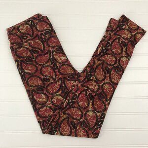 NWT LulaRoe OS Paisley Red Black tan Pattern Leggings One Size witchy LLR NEW